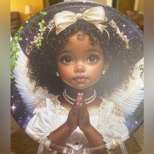 Angel Metal Sign 8 x 8. Two Holes For Hanging. Plate Stand NOT Included